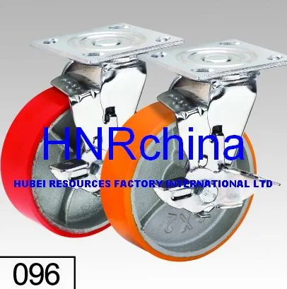 4/5/6/8 Inch Red PU Wheel/Swivel/Brake/Fixed/ Heavy Duty Industrial Trolley Wheel Caster Wheel