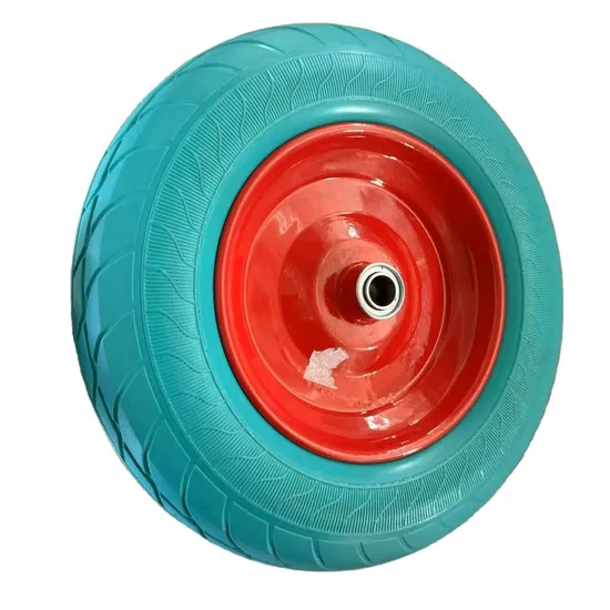 High Quality PU Polyurethane Foam Solid Puncture Proof Flat Free Tire Wheel with 40mm Offset Hub