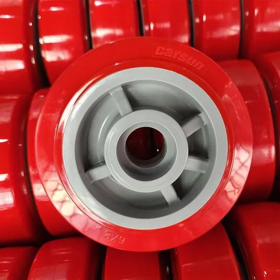 Carsun 150mm Heavy Red Polyurethane Wheel 6 Inch Double Bearing Wheel Red PU Wheel Plastic Solid Wheel 