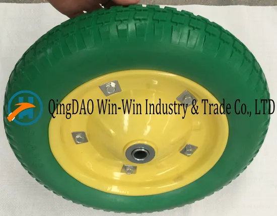 Flat Free PU Wheelbarrow Wheels with Spoke Color (3.00