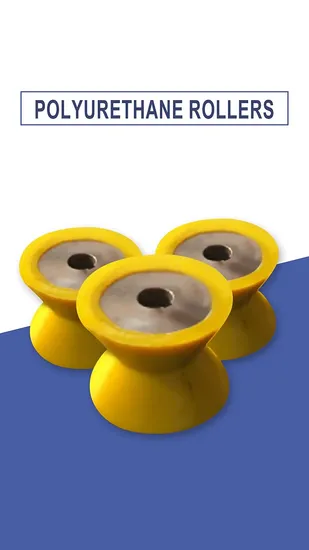 Durable Roller Solid PU Rubber Coated Polyurethane Wheel with Bearings 