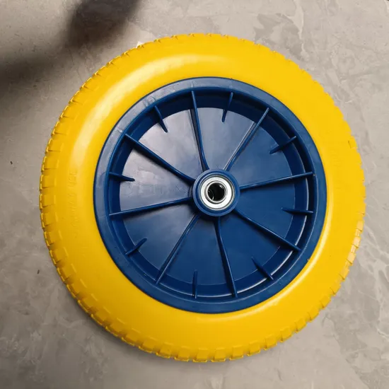 13X3 Line Pattern Plastic Rim Colourful Polyurethane PU Foam Solid Wheel 3.00