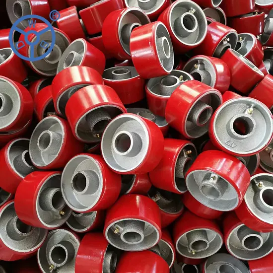 Guangdong Manufacture Iron/Aluminum Core 180 200 250mm Polyurethane PU Solid Rubber Wheels 7 8 Inch Heavy Duty Wheel 