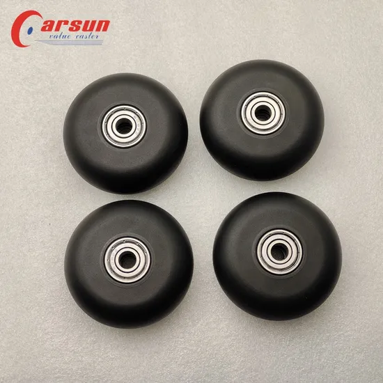 Carsun Plastic Solid PU Wheel 64X24mm Black Polyurethane Tire 608 Double Ball Bearing 