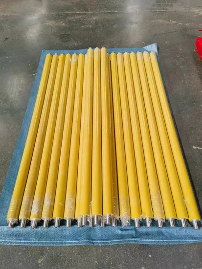 Custom Casting Plastic Polyurethane PU Urethane Rubber Rubberizing Rubberized Silicone Conveyor Heavy Duty V Groove Joint Coaster Impact Coating Roller 