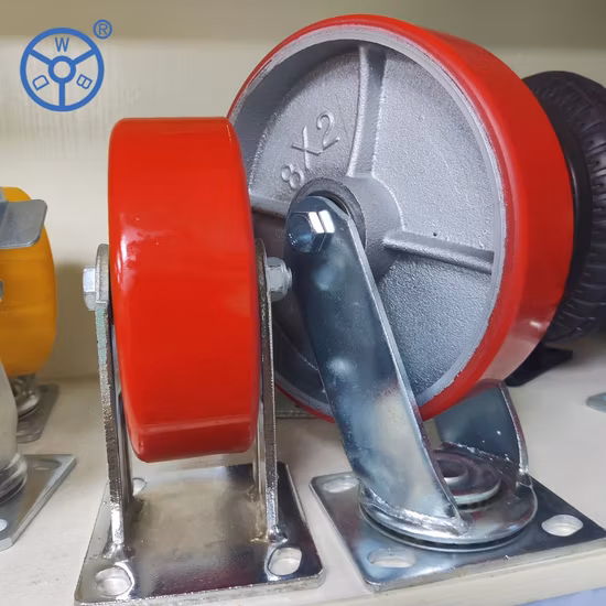 4 5 6 8 Inch Top Wheel with Cast Iron Core PU Wheel Swivel Caster