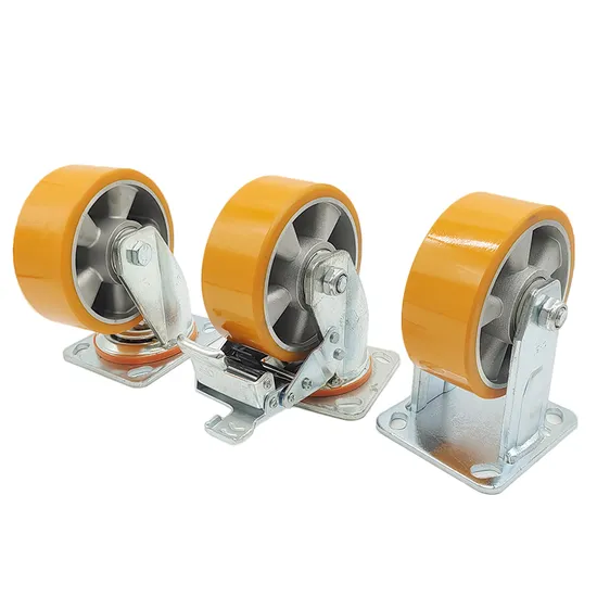 Manufacture Iron/Aluminum Core 180 200 250mm Polyurethane PU Solid Rubber Wheels 7 8 Inch Heavy Duty Wheel 